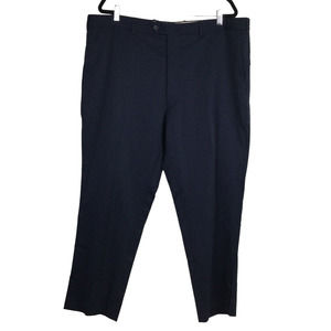 JB Britches Tokino Men's Navy Blue Flat Front 100% Worsted Wool Dress Pant 42R